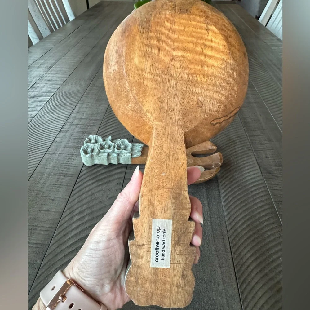 Valley of Flowers Handcrafted Wooden Fork & Spoon Salad Servers